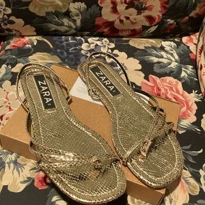 Women’s Zara gold sandals sz38 or 8